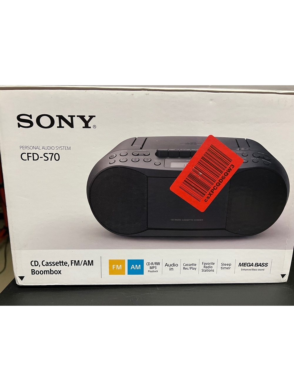 New Sony CFD-S70 Portable CD Cassette Tape AM FM Radio Boombox Player Black
